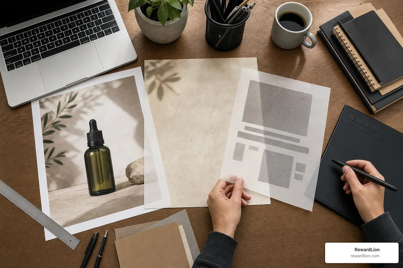 Layered poster composition workflow showing separation of visual elements Layered poster composition workflow showing separation of visual elements