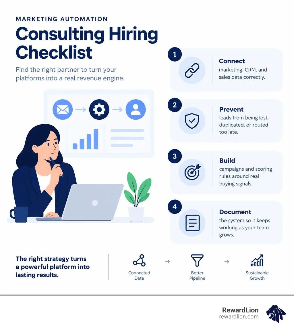 Marketing automation consulting hiring checklist infographic