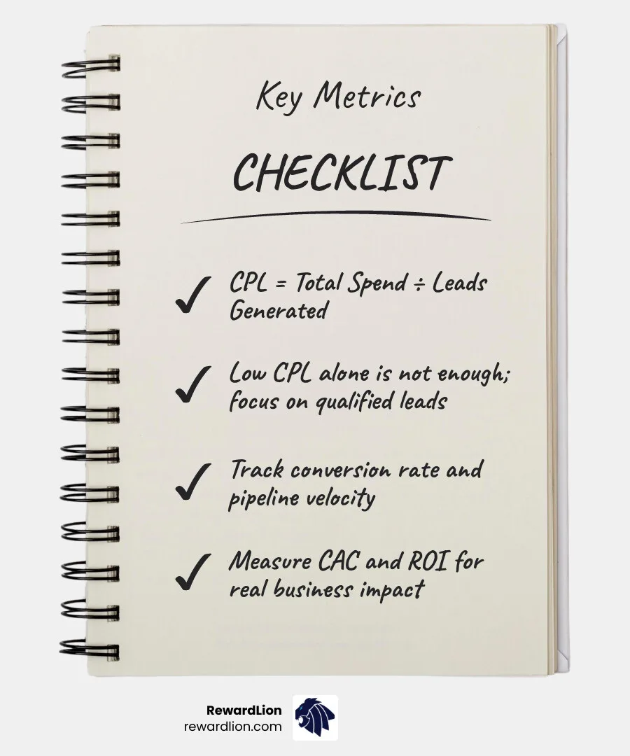 Infographic showing CPL formula, conversion rate, CAC, and ROI infographic Infographic showing CPL formula, conversion rate, CAC, and ROI infographic