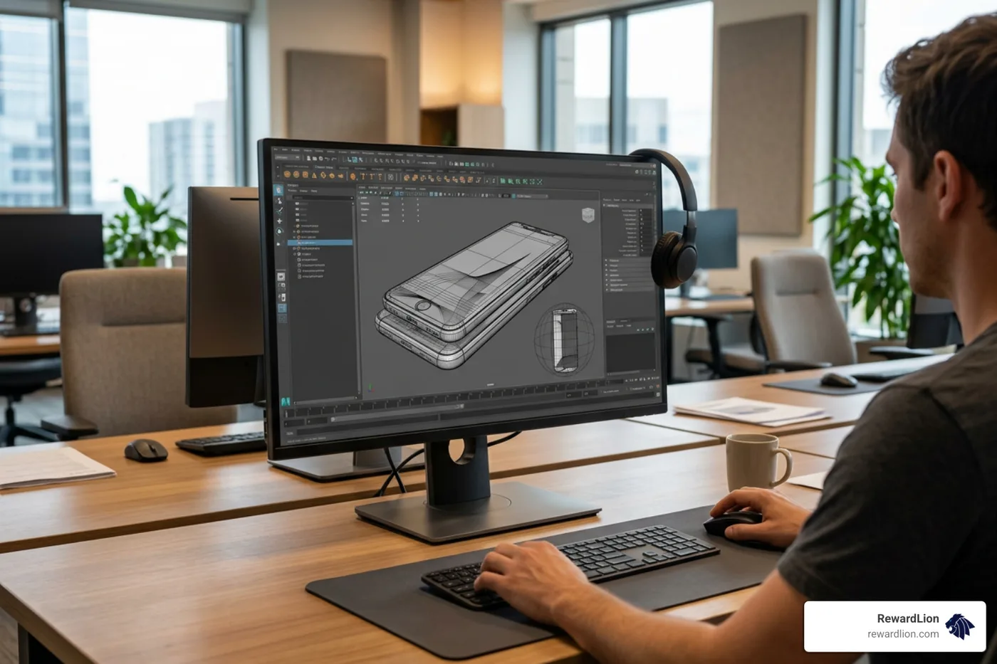 3D product rendering software rendering a premium device