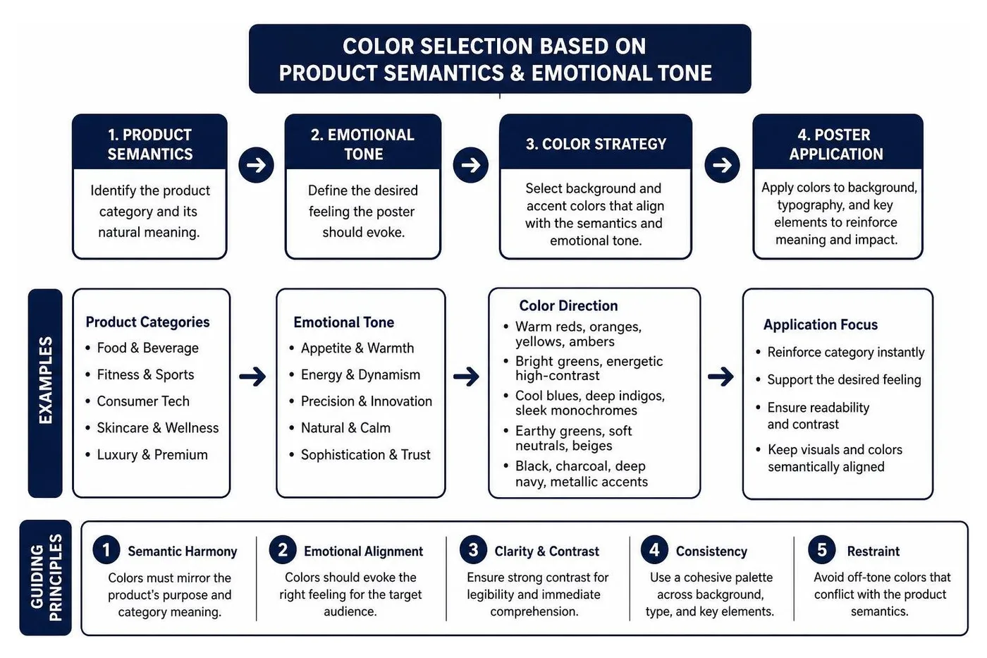 Flowchart of color selection based on product semantics and emotional tone Flowchart of color selection based on product semantics and emotional tone