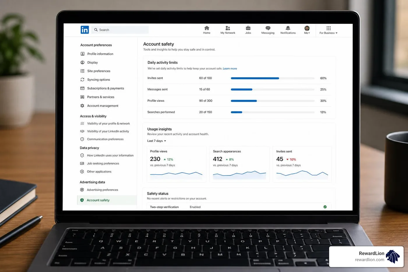 account safety dashboard showing daily limits account safety dashboard showing daily limits