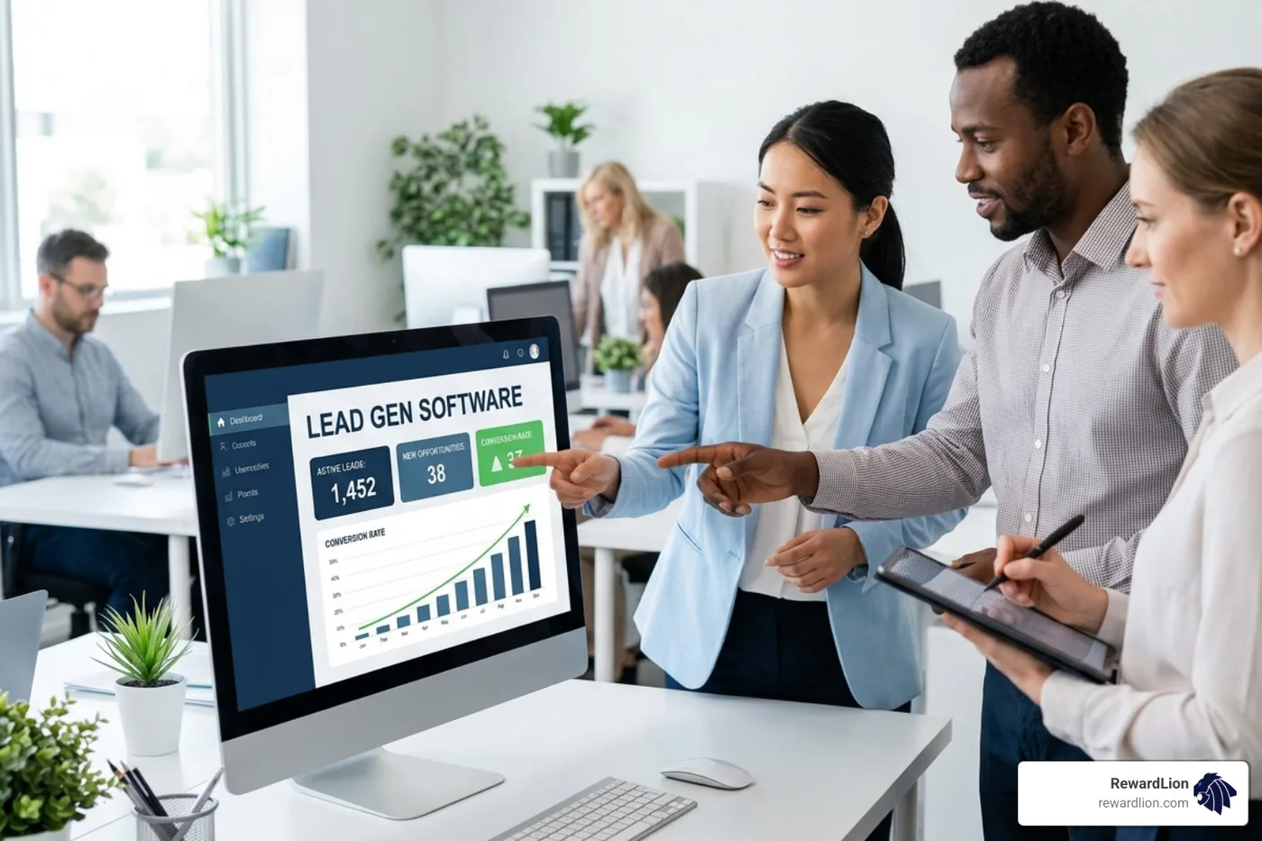 Automated lead nurturing workflow showing email triggers and CRM updates - lead gen software