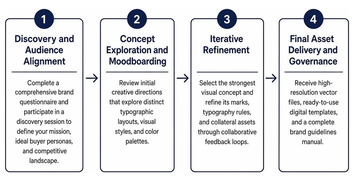four-stage branding selection and onboarding workflow