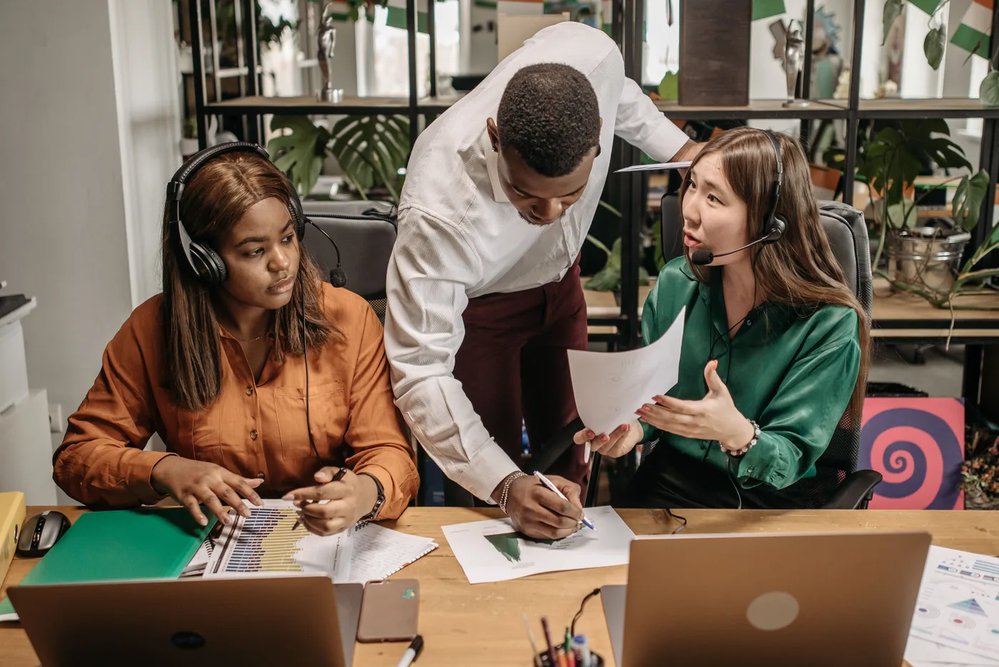 AI agents collaborating on marketing tasks in a modern workspace