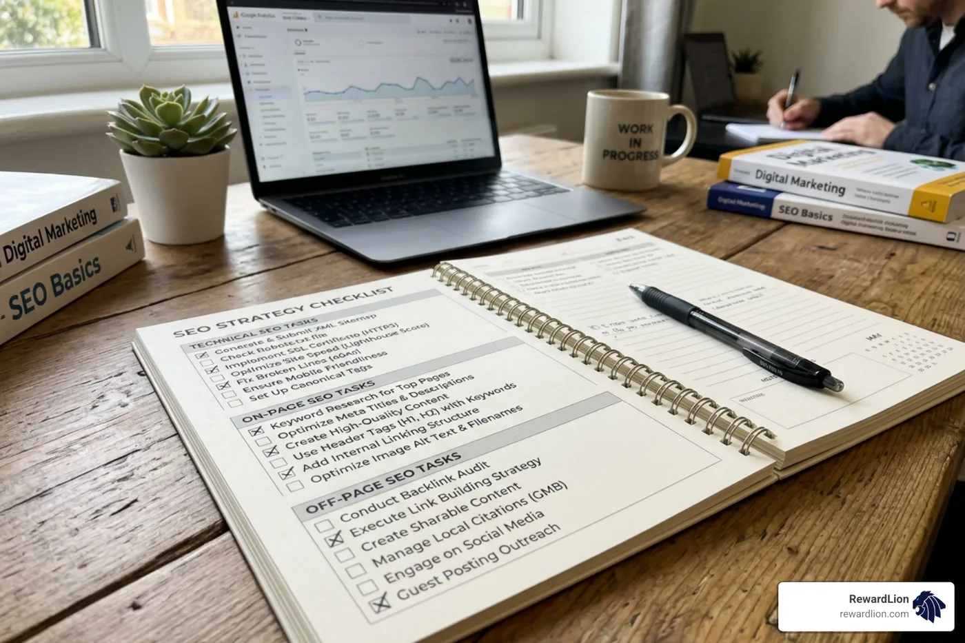 SEO deliverables checklist mapping technical, on-page, and off-page tasks